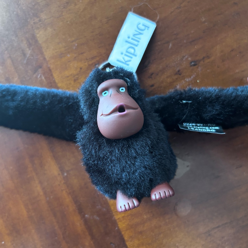 Kipling Black Plush Leandro Monkey Bag Charm  NWT
